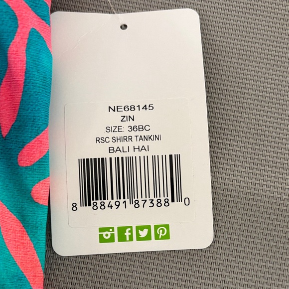 Athena Pink and Teal Swim tankini top size 36 B/C NWT - Picture 2 of 8